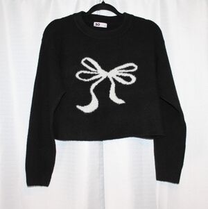 SO Black Bow Cropped Sweater – Juniors S